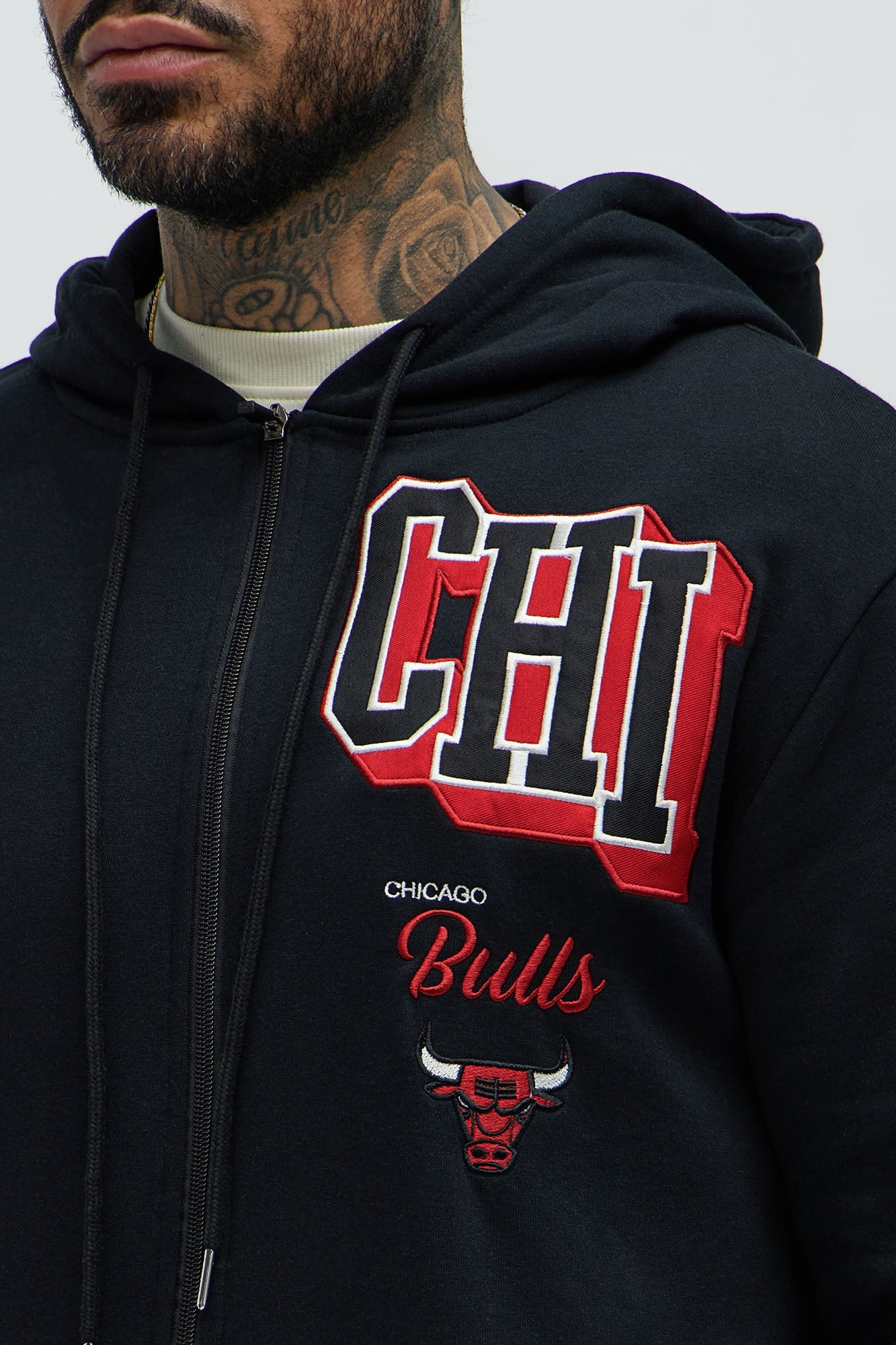 Bulls Bold Zip Up Hoodie - Black