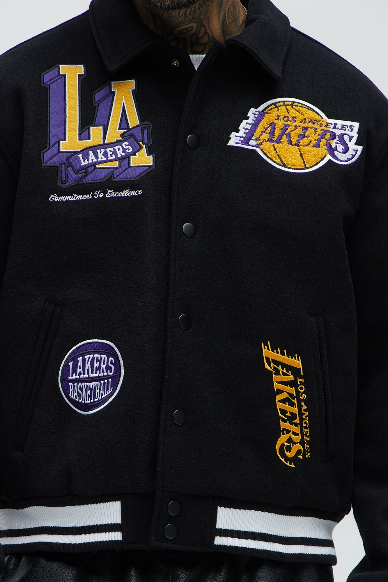 Lakers Ring Leader Varsity Jacket - Black/Yellow