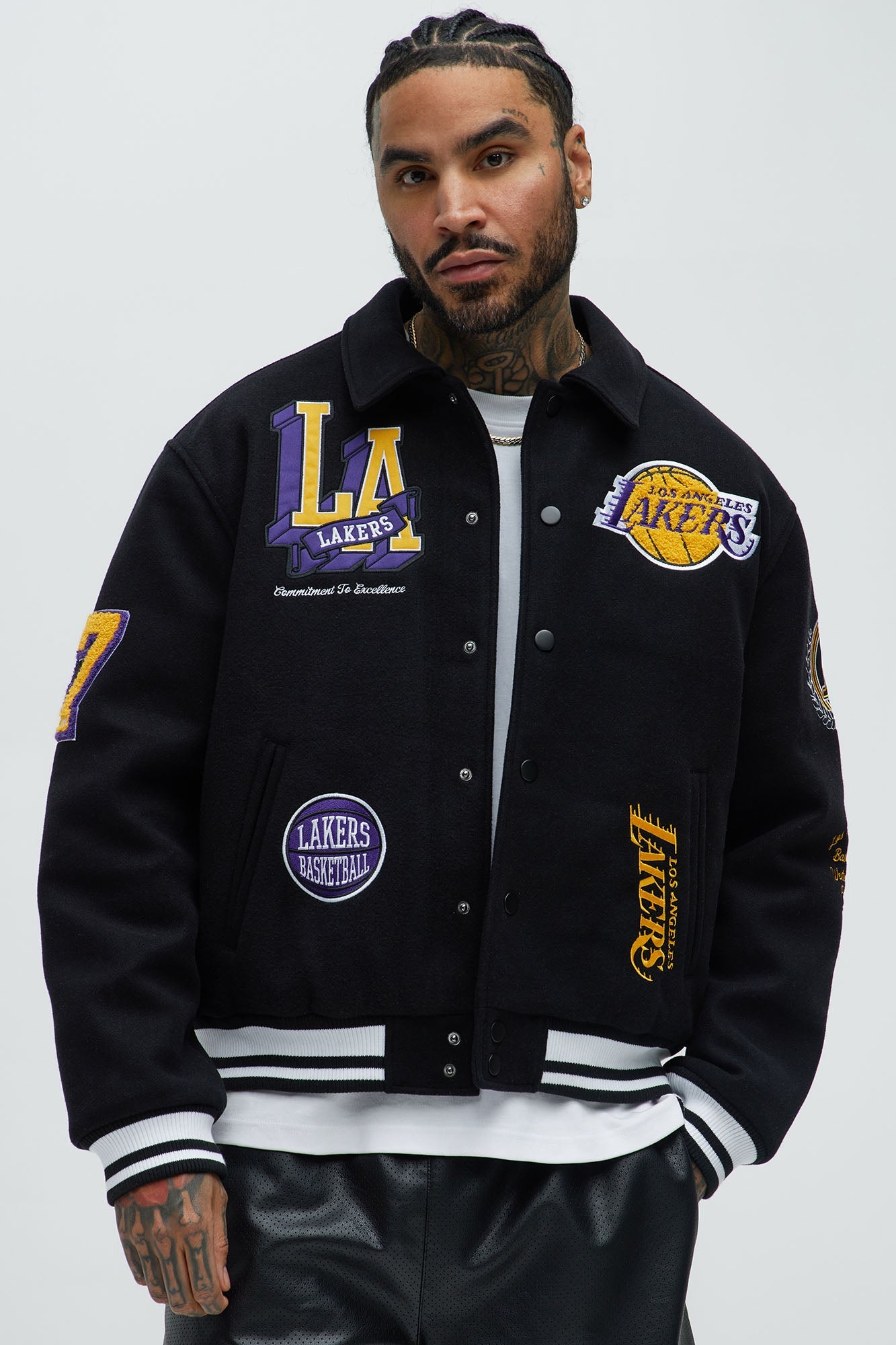 Lakers Ring Leader Varsity Jacket - Black/Yellow