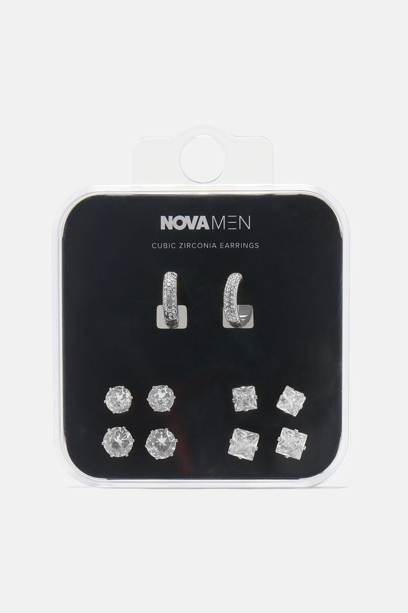 Iced Hoop 5 Piece Earring Set - Silver