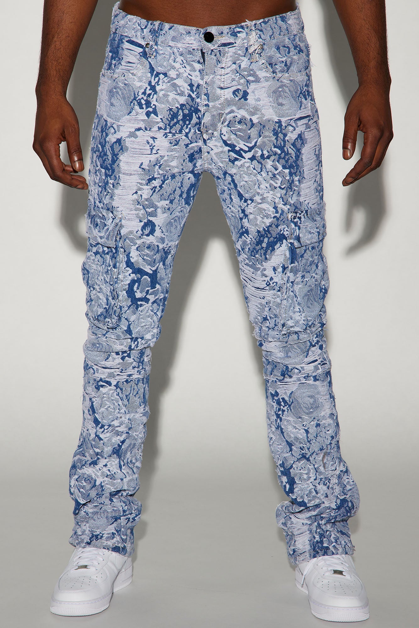 Inspired Stacked Skinny Flare Jeans - Light Blue