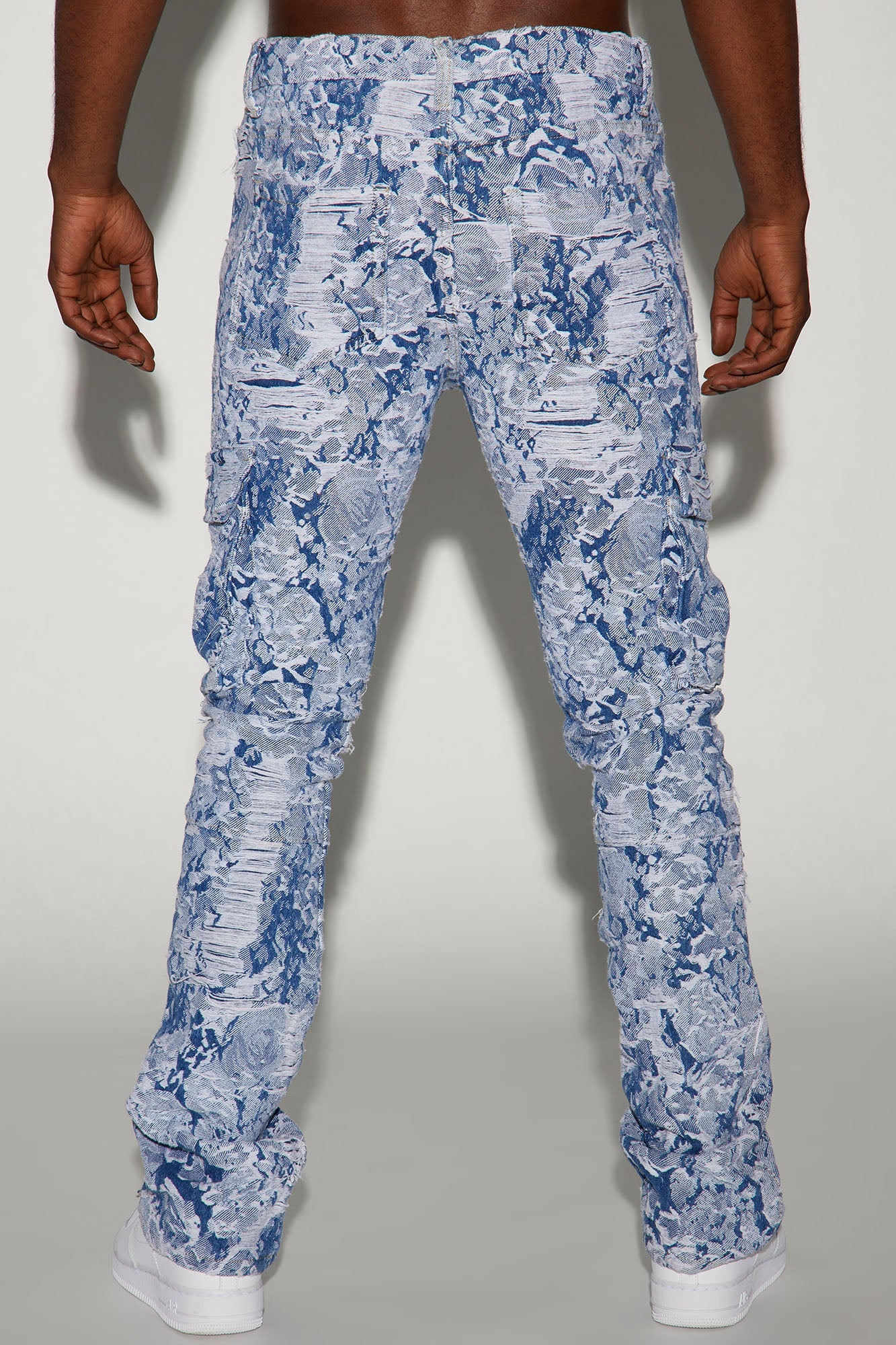 Inspired Stacked Skinny Flare Jeans - Light Blue