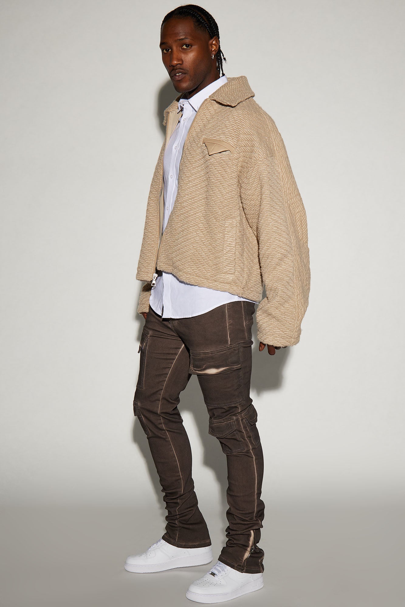 Triple Cargo Stacked Skinny Flare Jeans - Chocolate