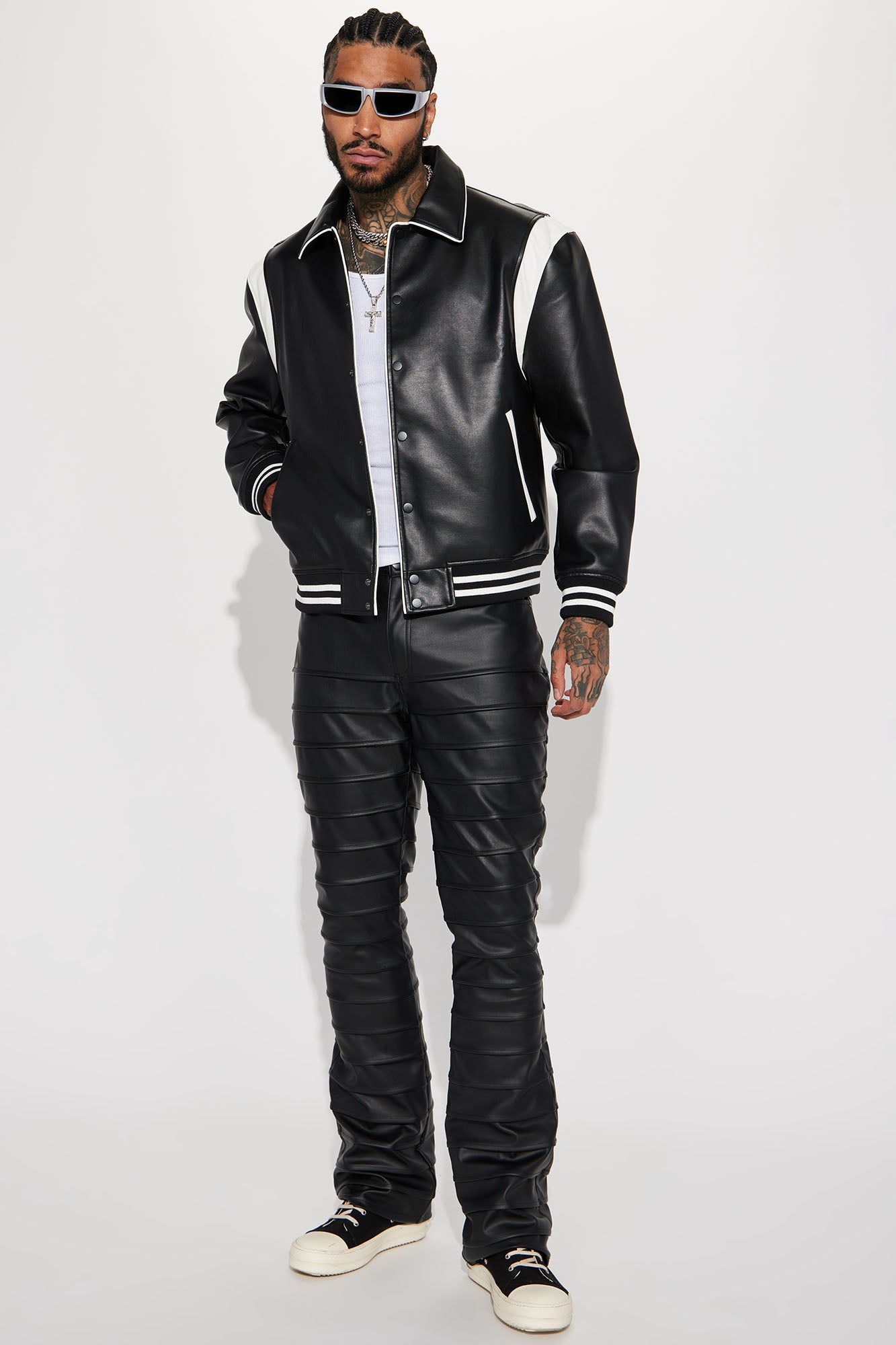 Uncompromising Faux Leather Jacket - Black/combo