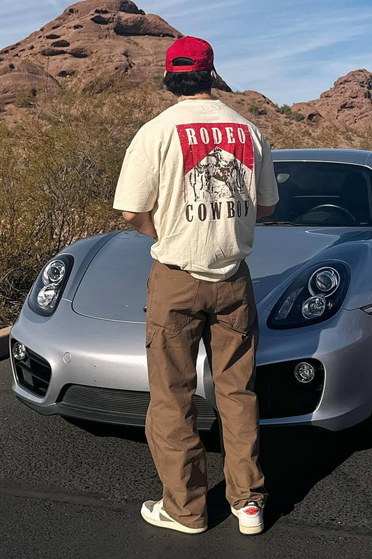 Rodeo Cowboy Oversized Short Sleeve Tee - Cream