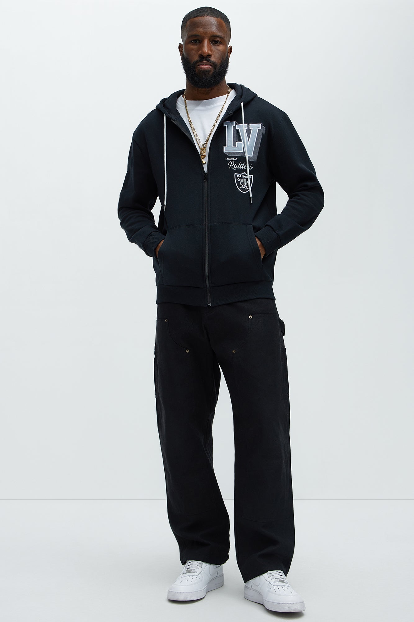 Raiders Bold Zipp Hoodie - Black