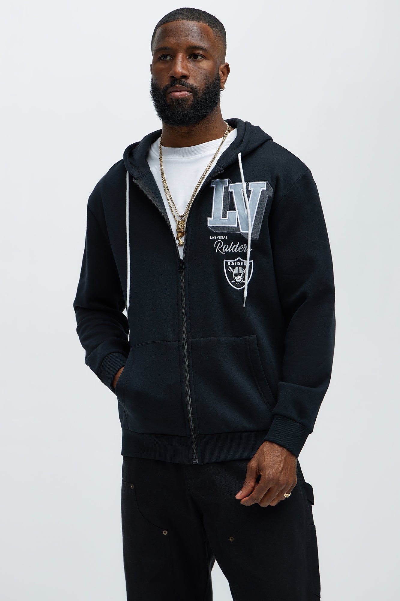 Raiders Bold Zipp Hoodie - Black