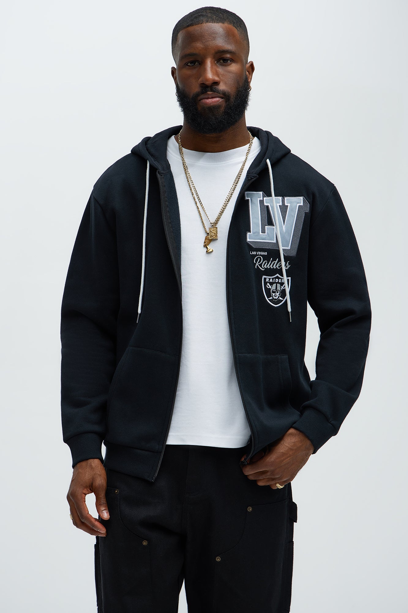 Raiders Bold Zipp Hoodie - Black