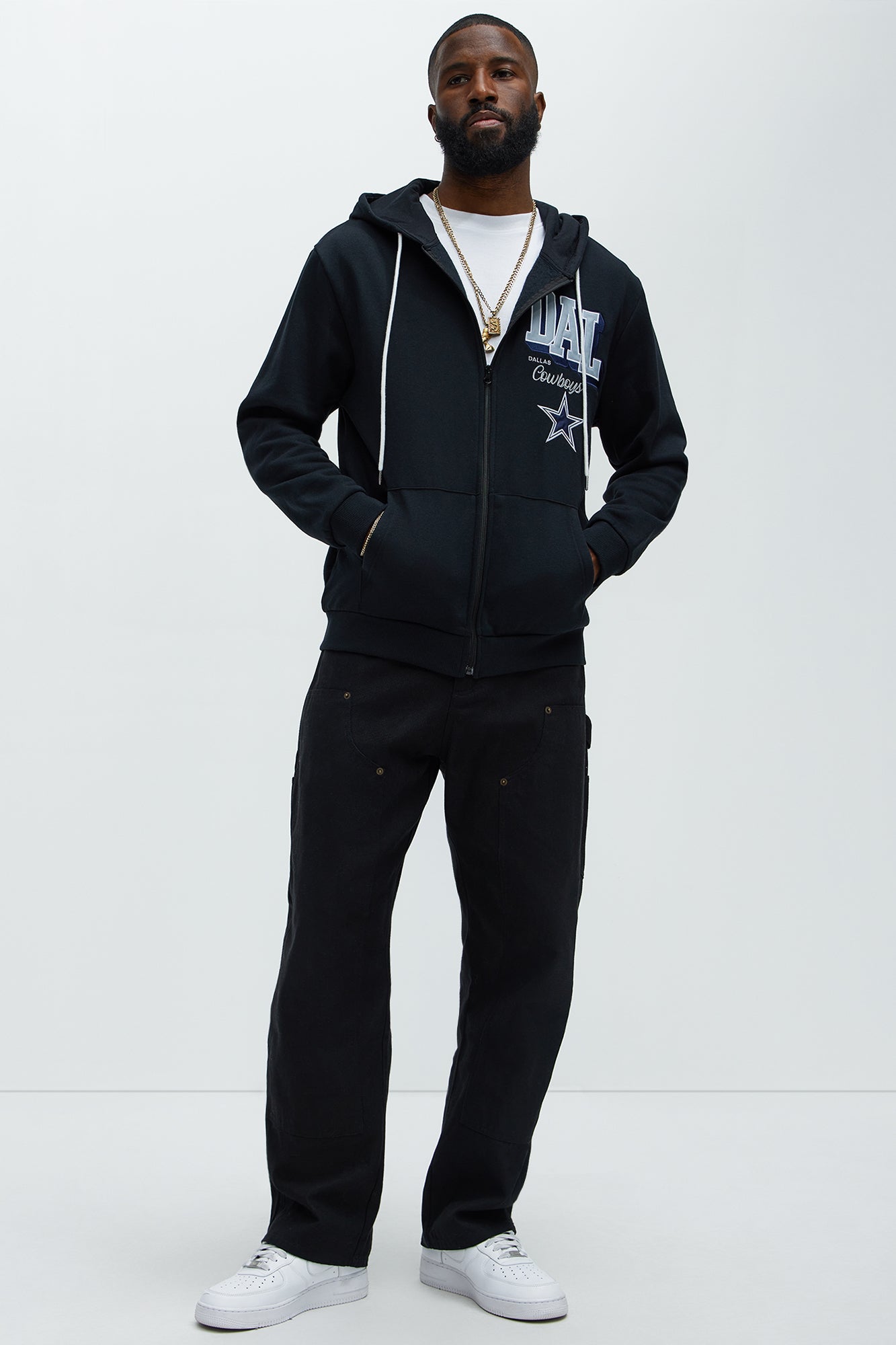 Cowboys Bold Zip Hoodie - Black