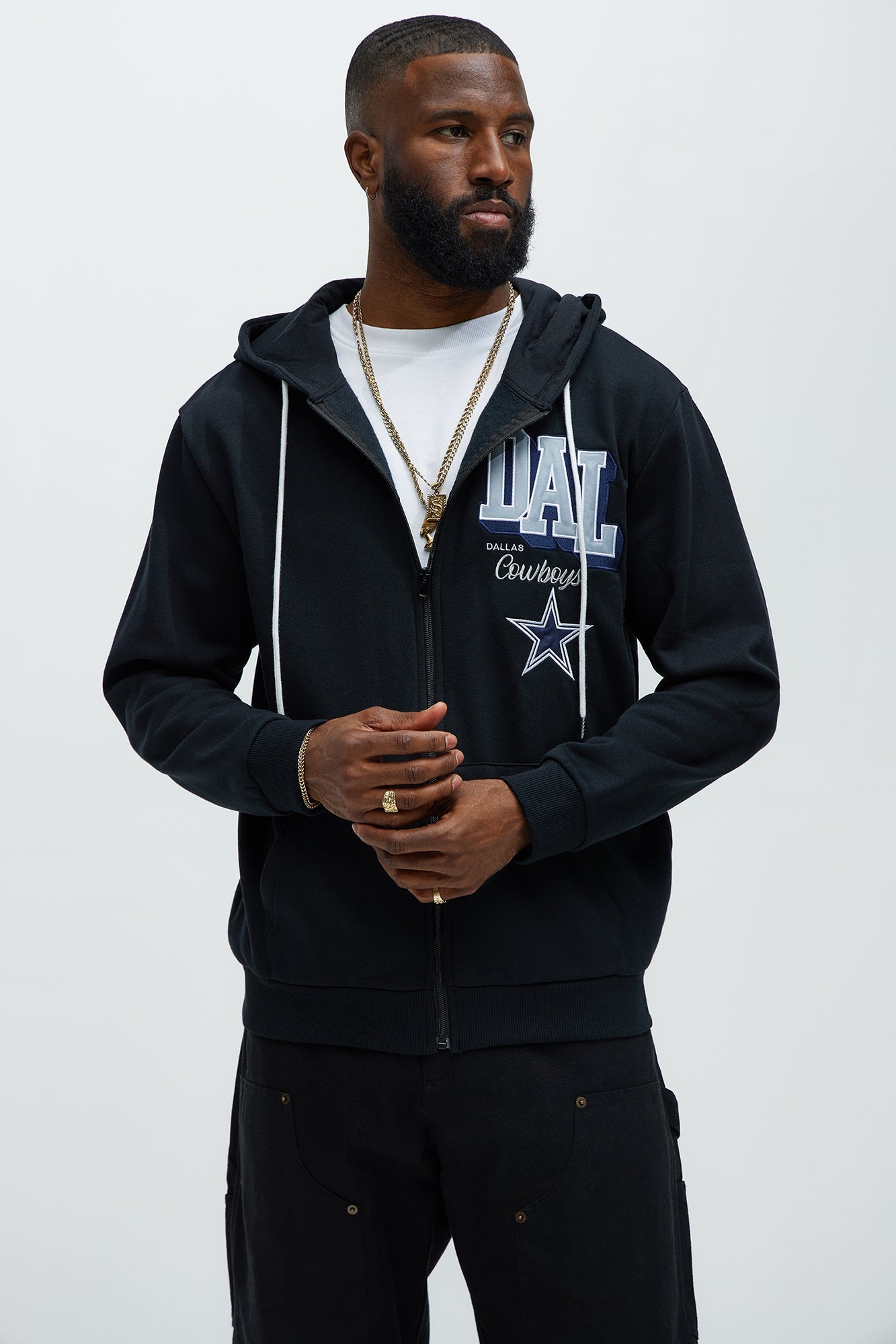Cowboys Bold Zip Hoodie - Black