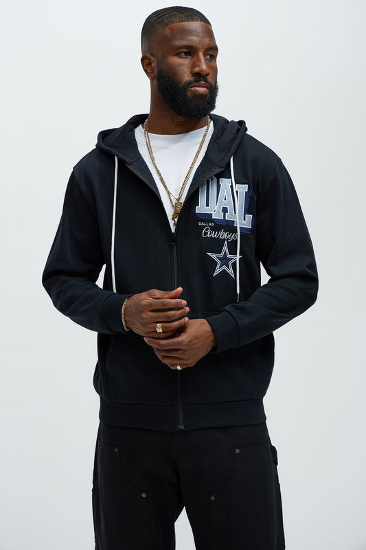 Cowboys Bold Zip Hoodie - Black