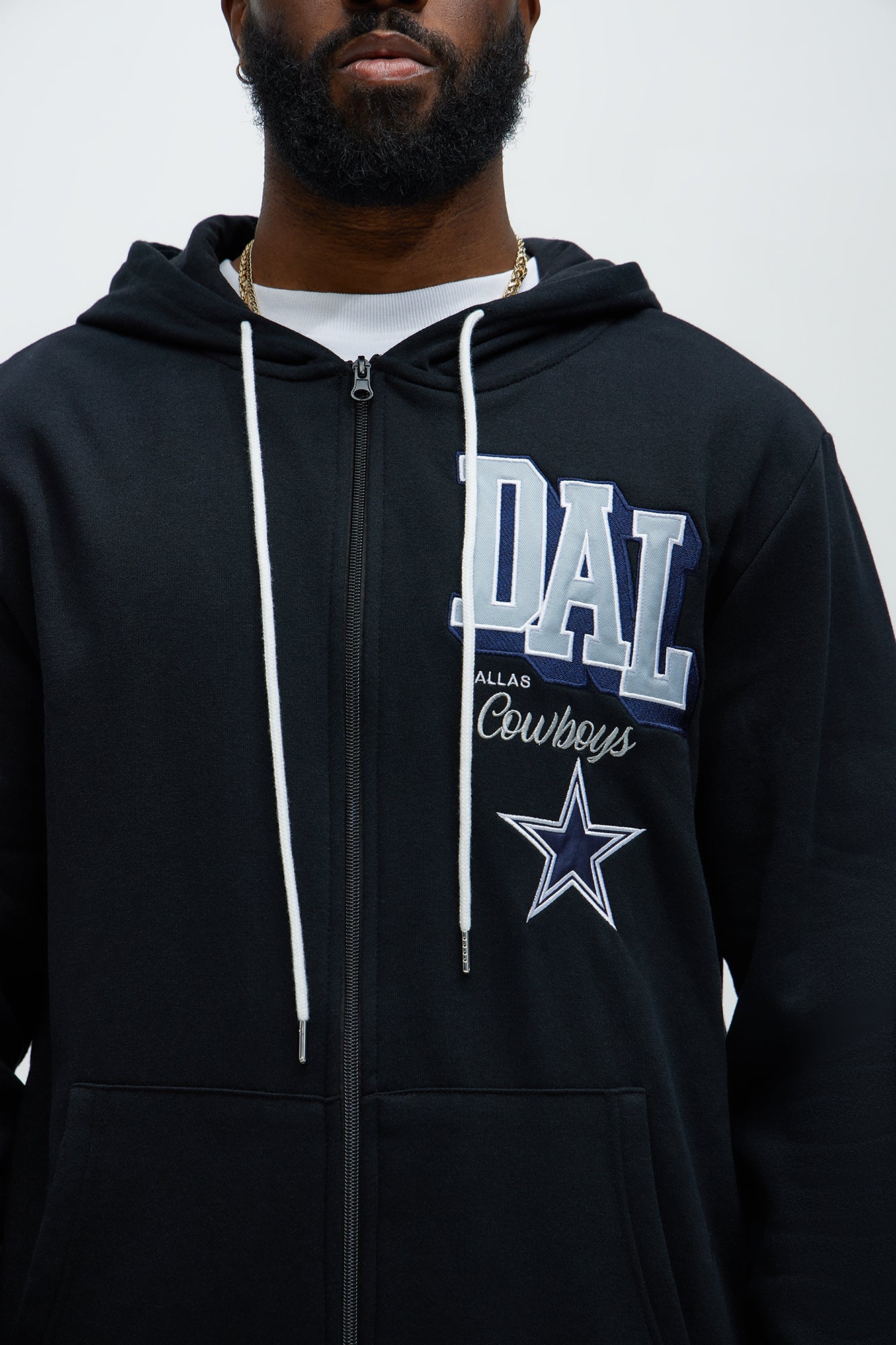Cowboys Bold Zip Hoodie - Black