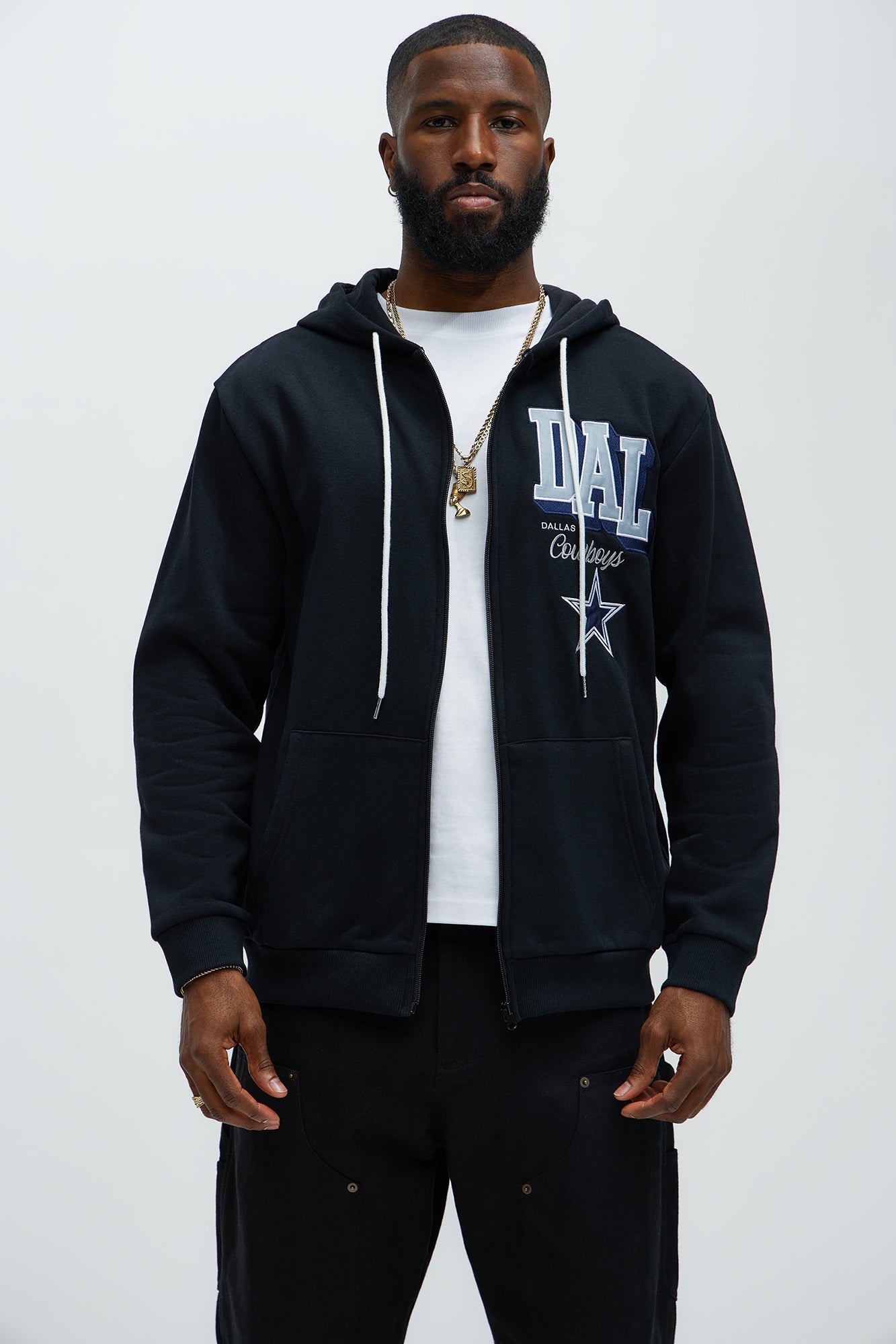 Cowboys Bold Zip Hoodie - Black