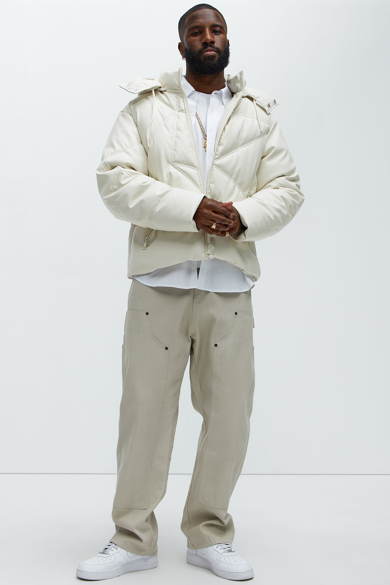 Looking For Me Padded Hood Puffer - White