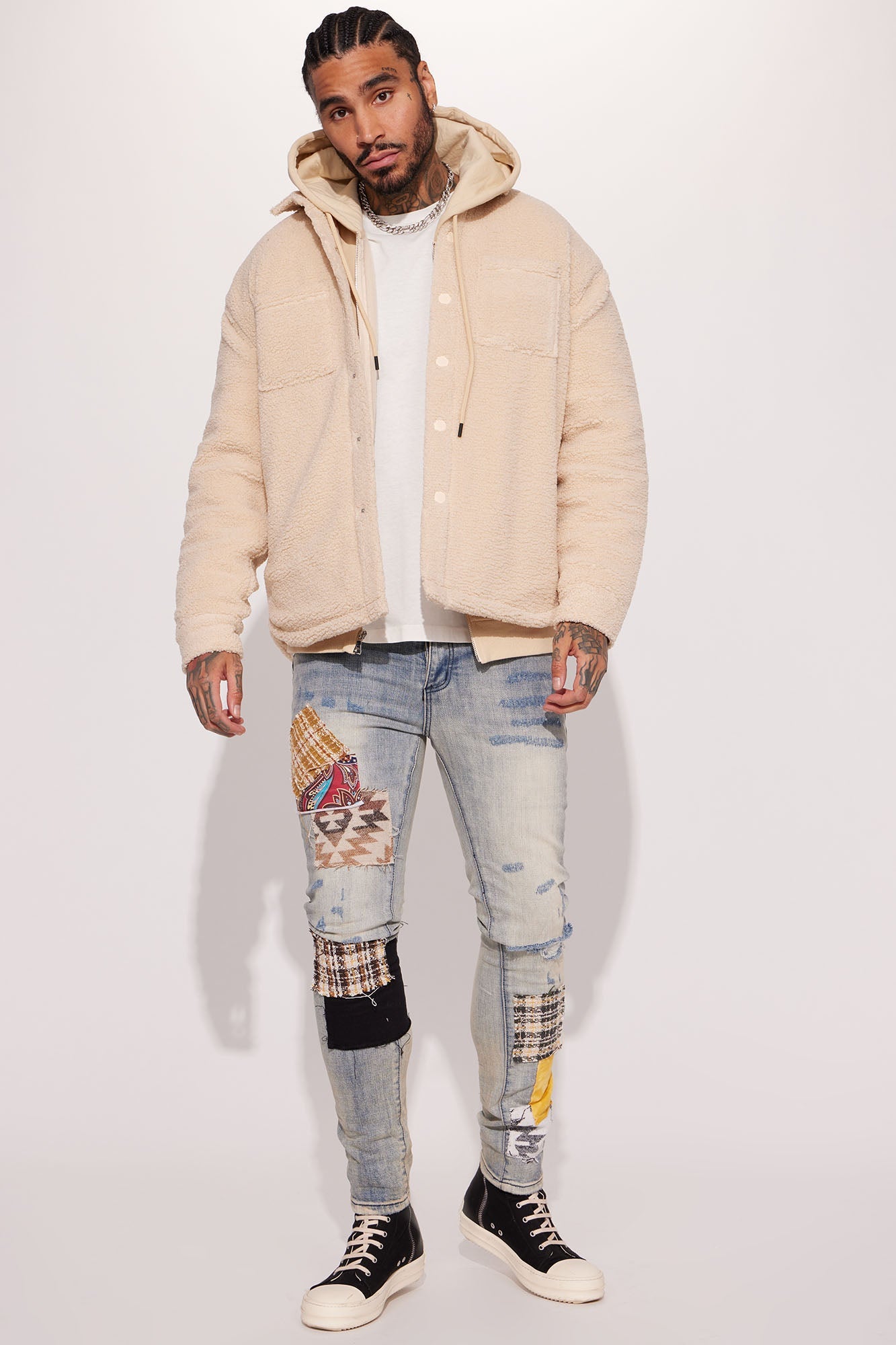 Patchwork Day Stacked Skinny Jeans - Medium Wash