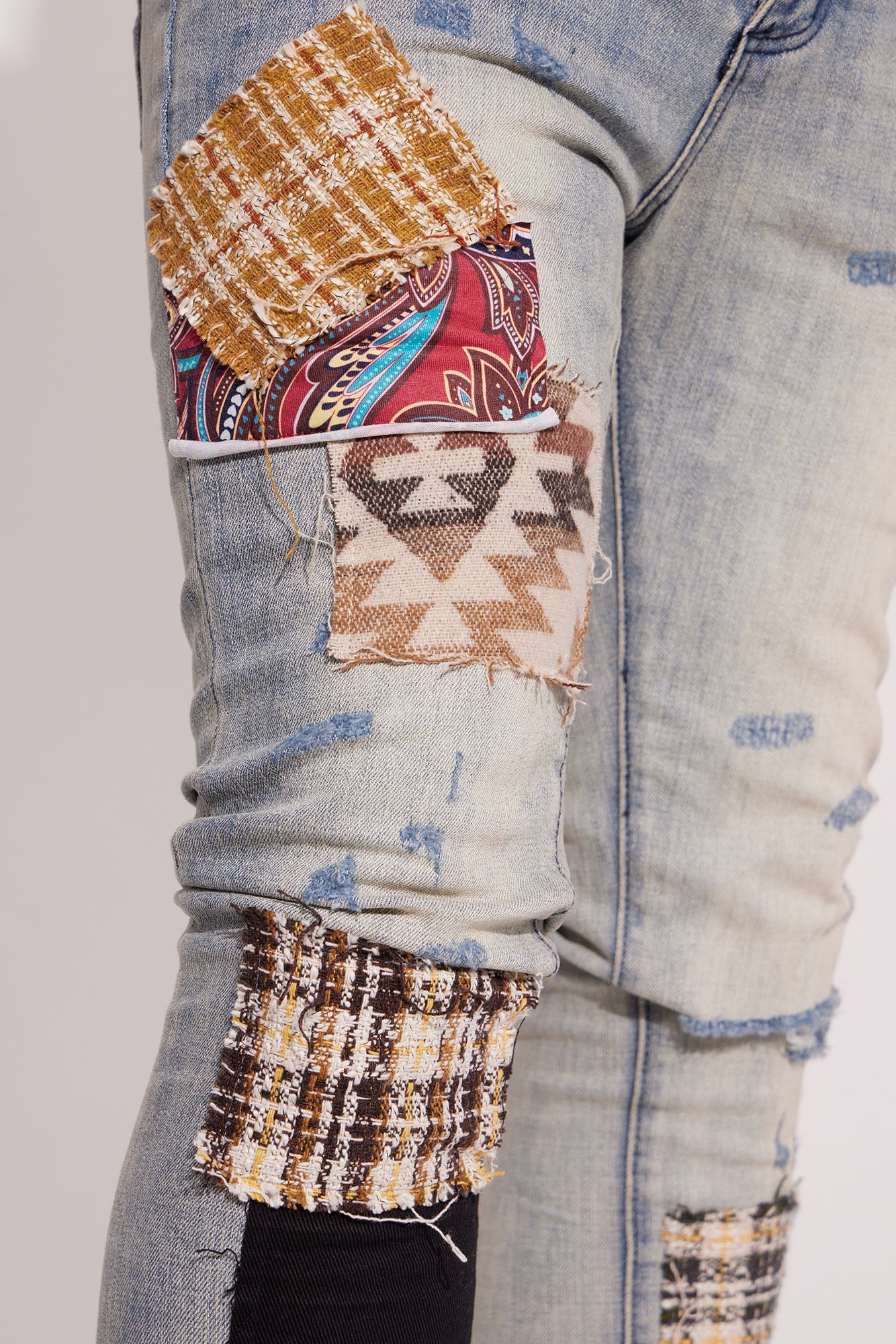 Patchwork Day Stacked Skinny Jeans - Medium Wash