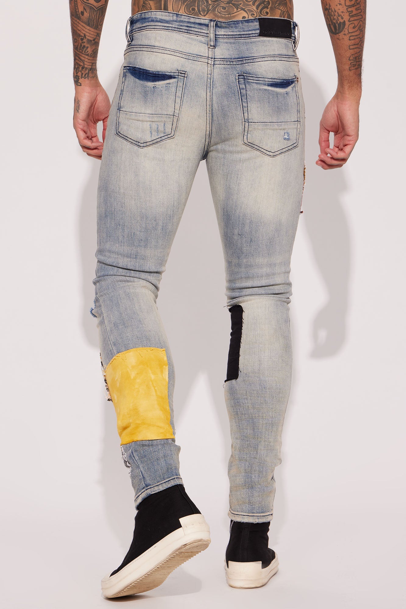 Patchwork Day Stacked Skinny Jeans - Medium Wash