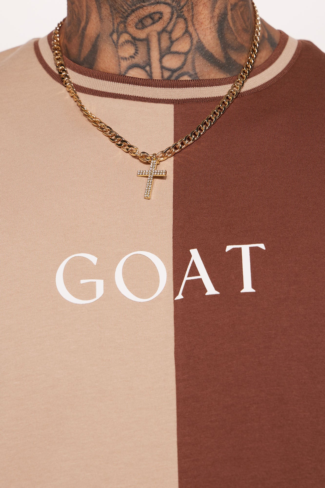 GOAT Color Block Short Sleeve Tee - Brown