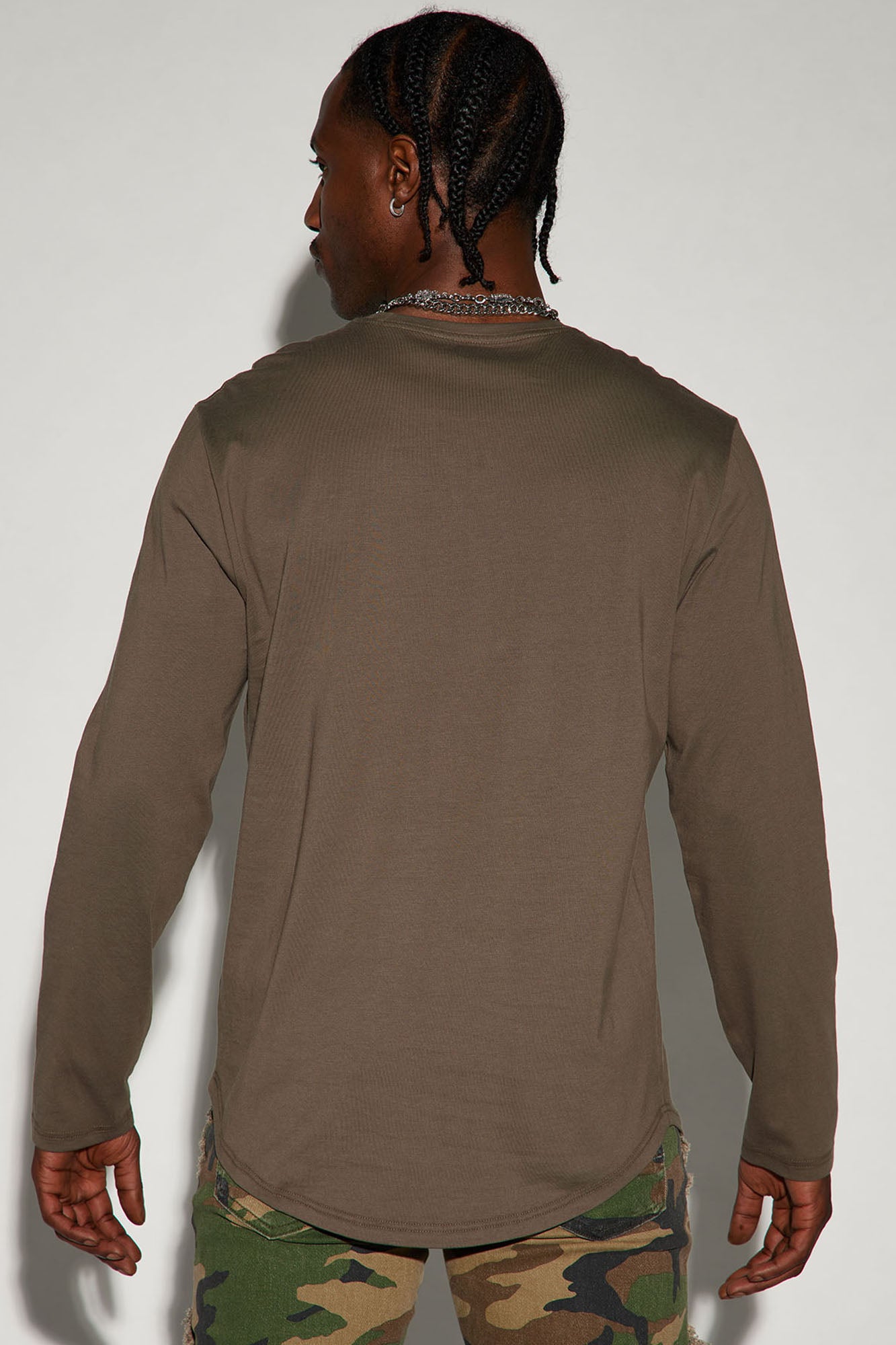 Essential Long Sleeve Scallop Tee - Olive