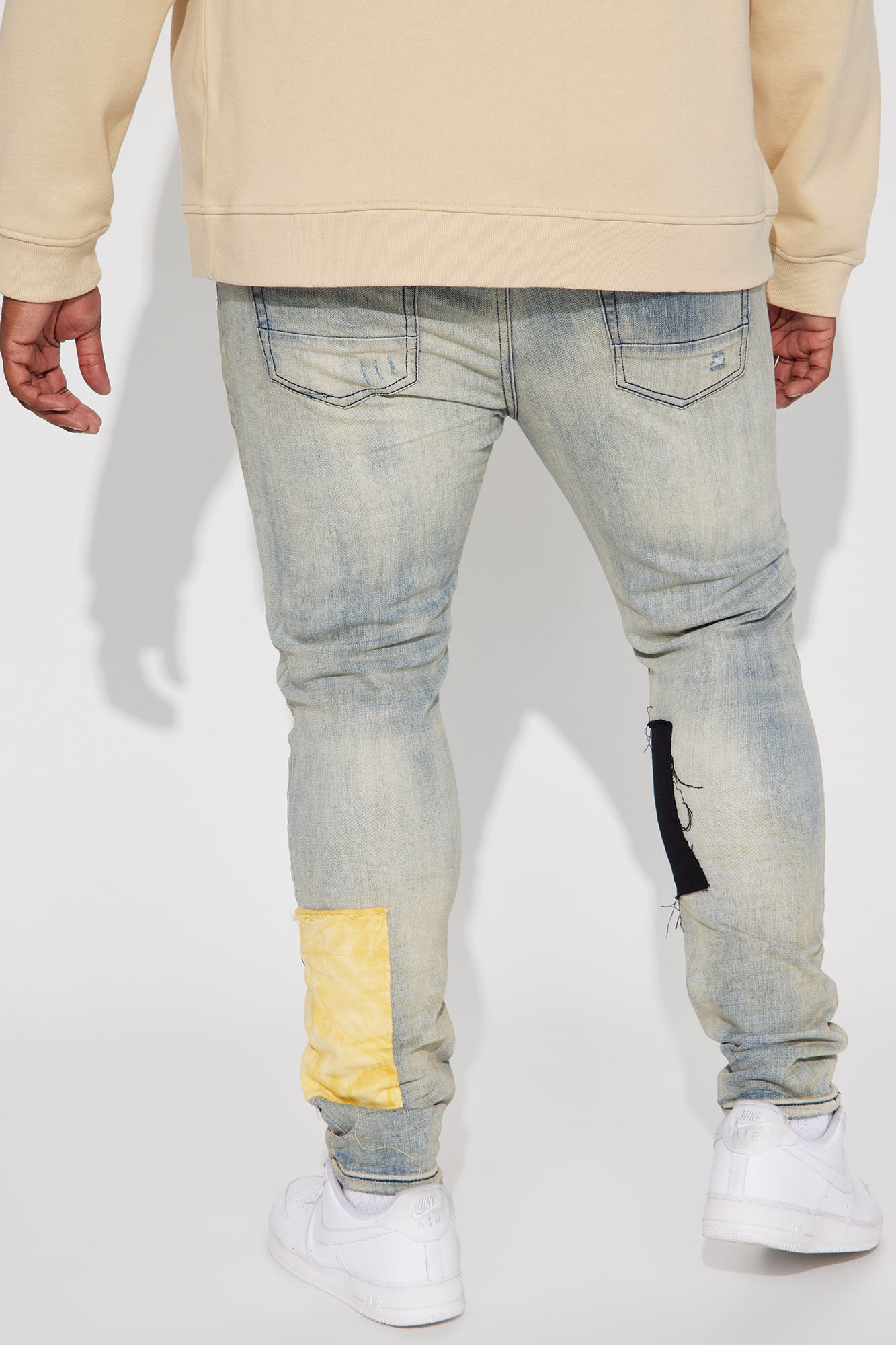 Patchwork Day Stacked Skinny Jeans - Medium Wash