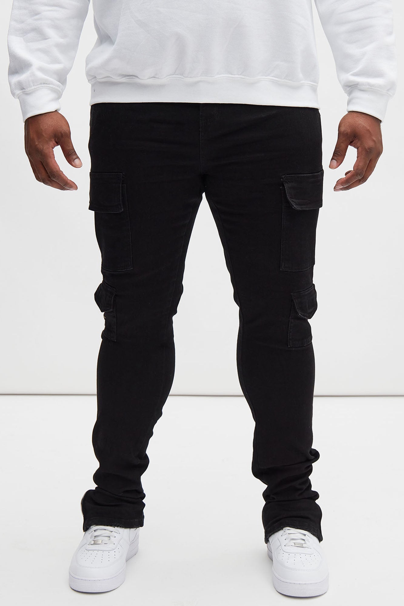 Convertible Stacked Skinny Flare Jeans - Black