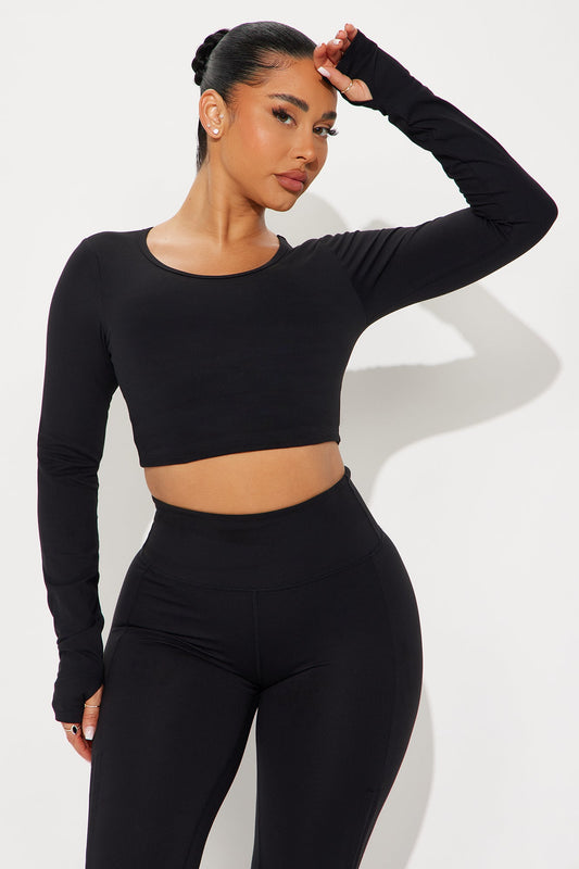 Across Your Core Super Soft Active Top - Black