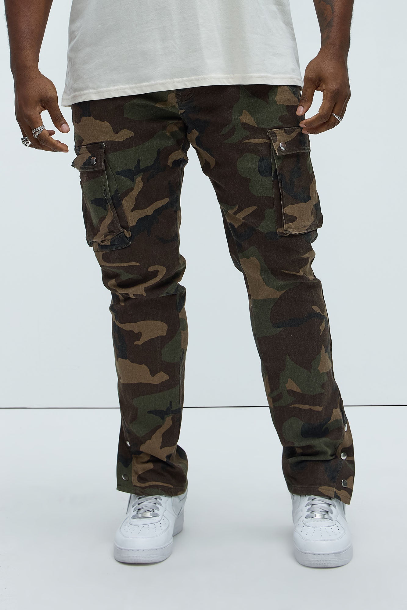 Out These Streets Cargo Stacked Skinny Pants - Camouflage