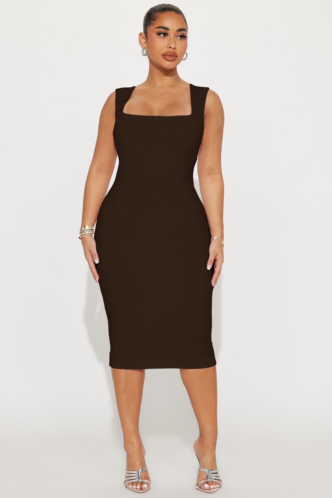 Colette Double Lined Midi Dress - Chocolate
