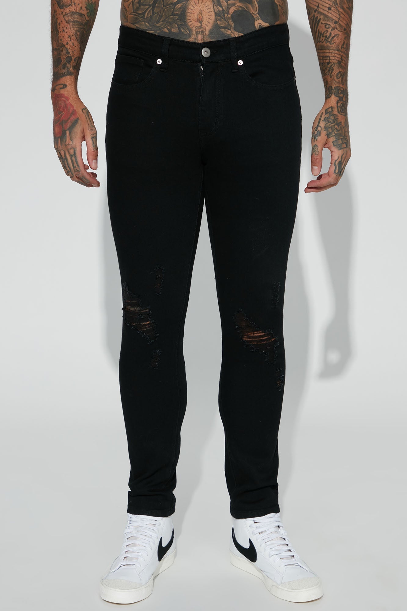 Jasper Skinny Ripped Knee Jeans - Black
