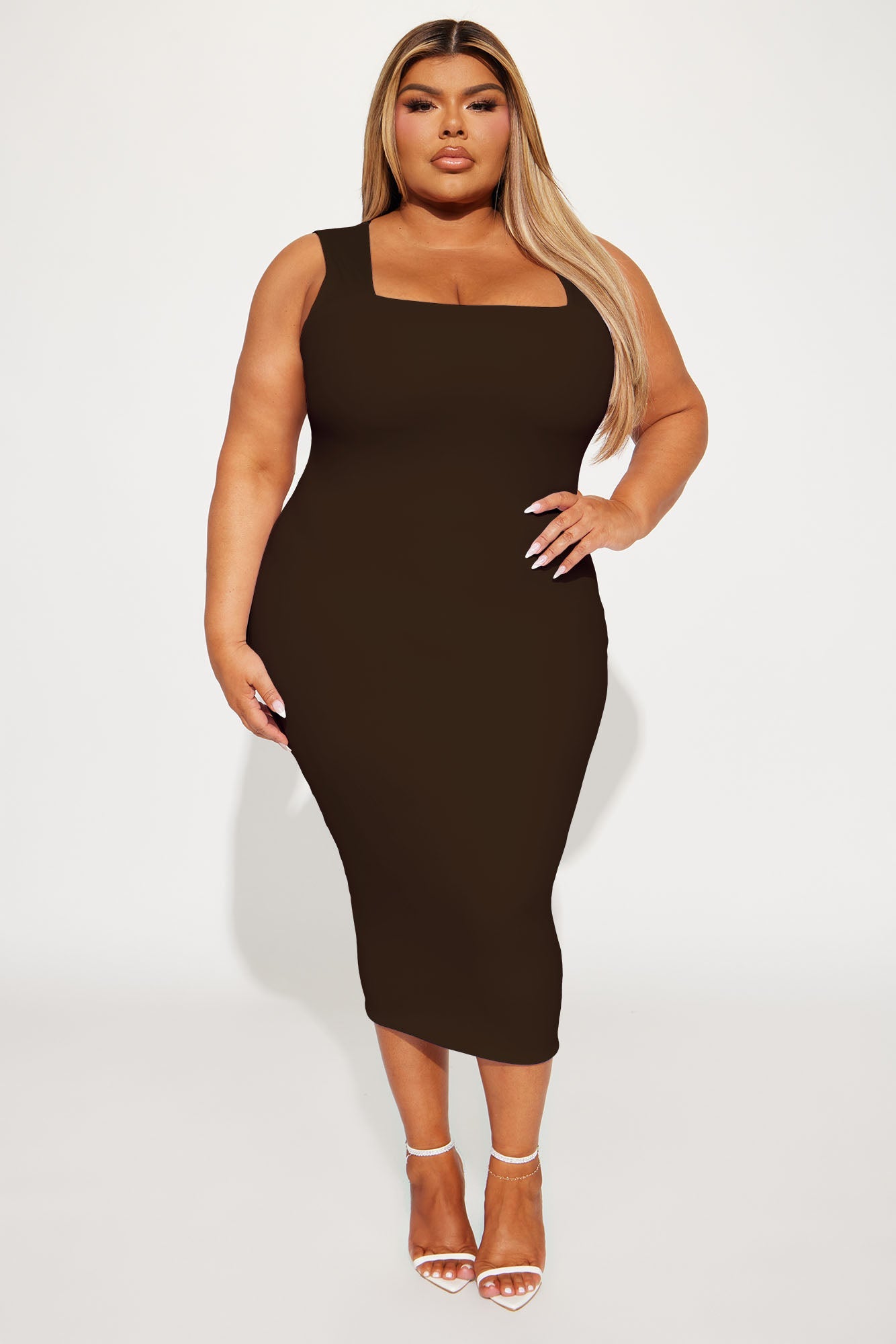 Colette Double Lined Midi Dress - Chocolate