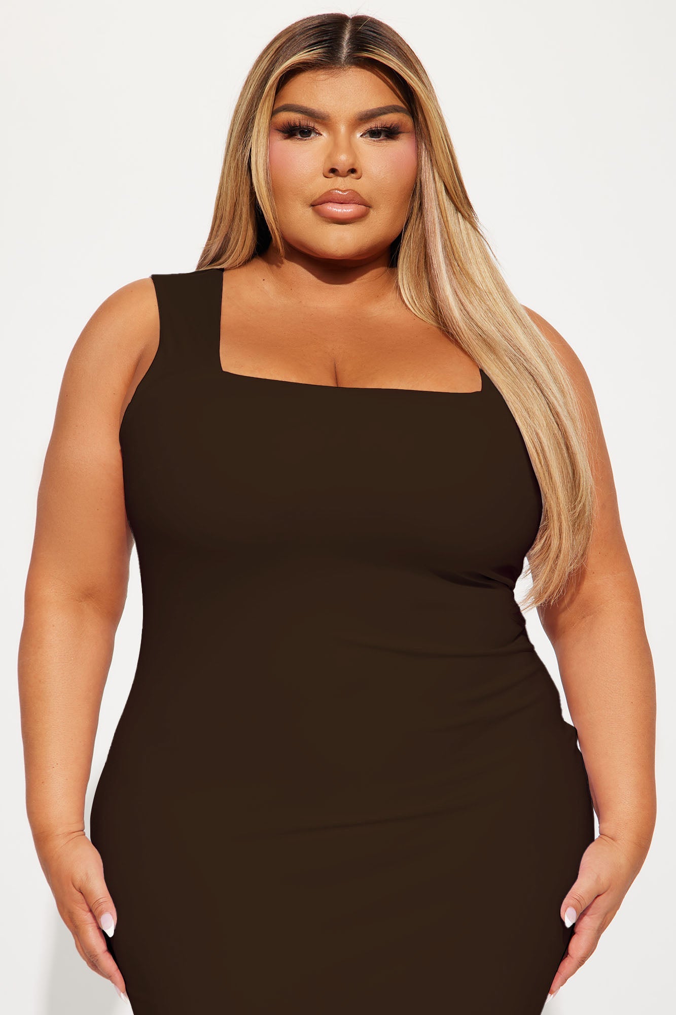 Colette Double Lined Midi Dress - Chocolate