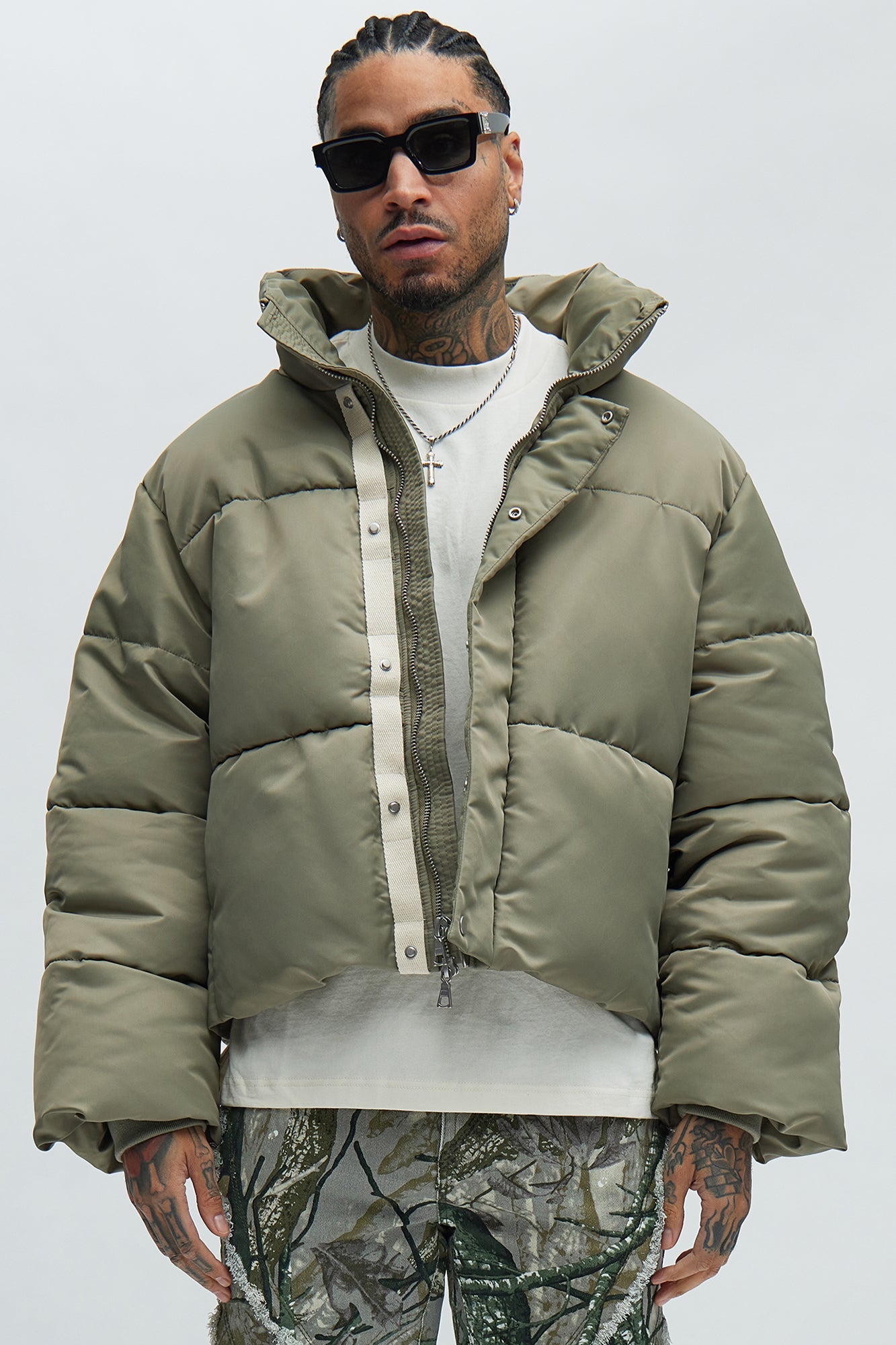 Norton Cropped Puffer - Olive