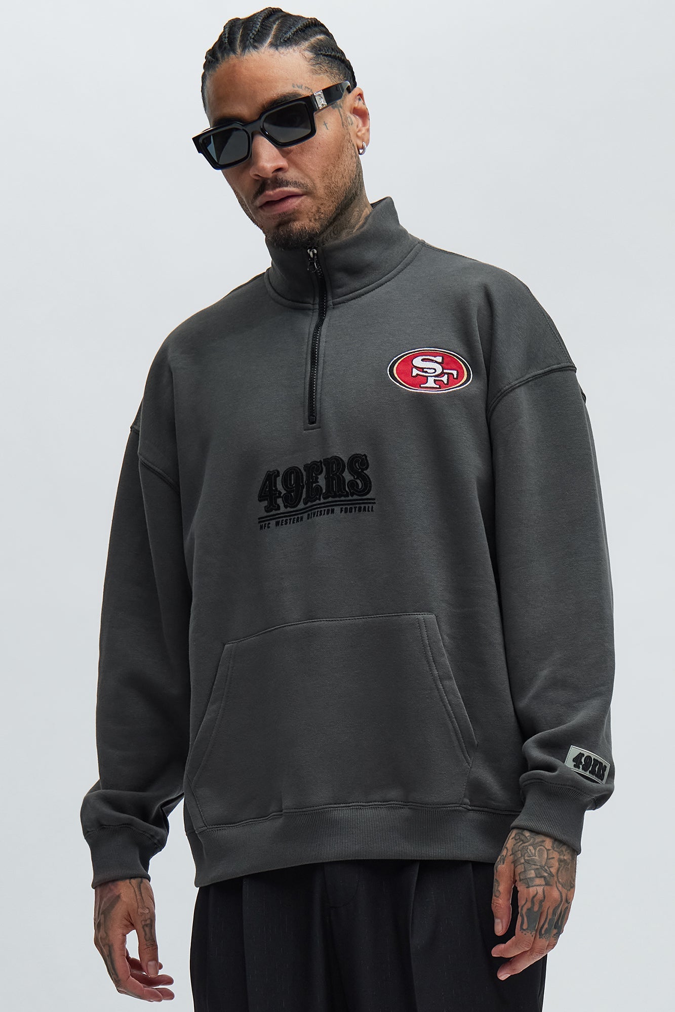 49ers Essential Quarter Zip Sweatershirt - Grey/combo
