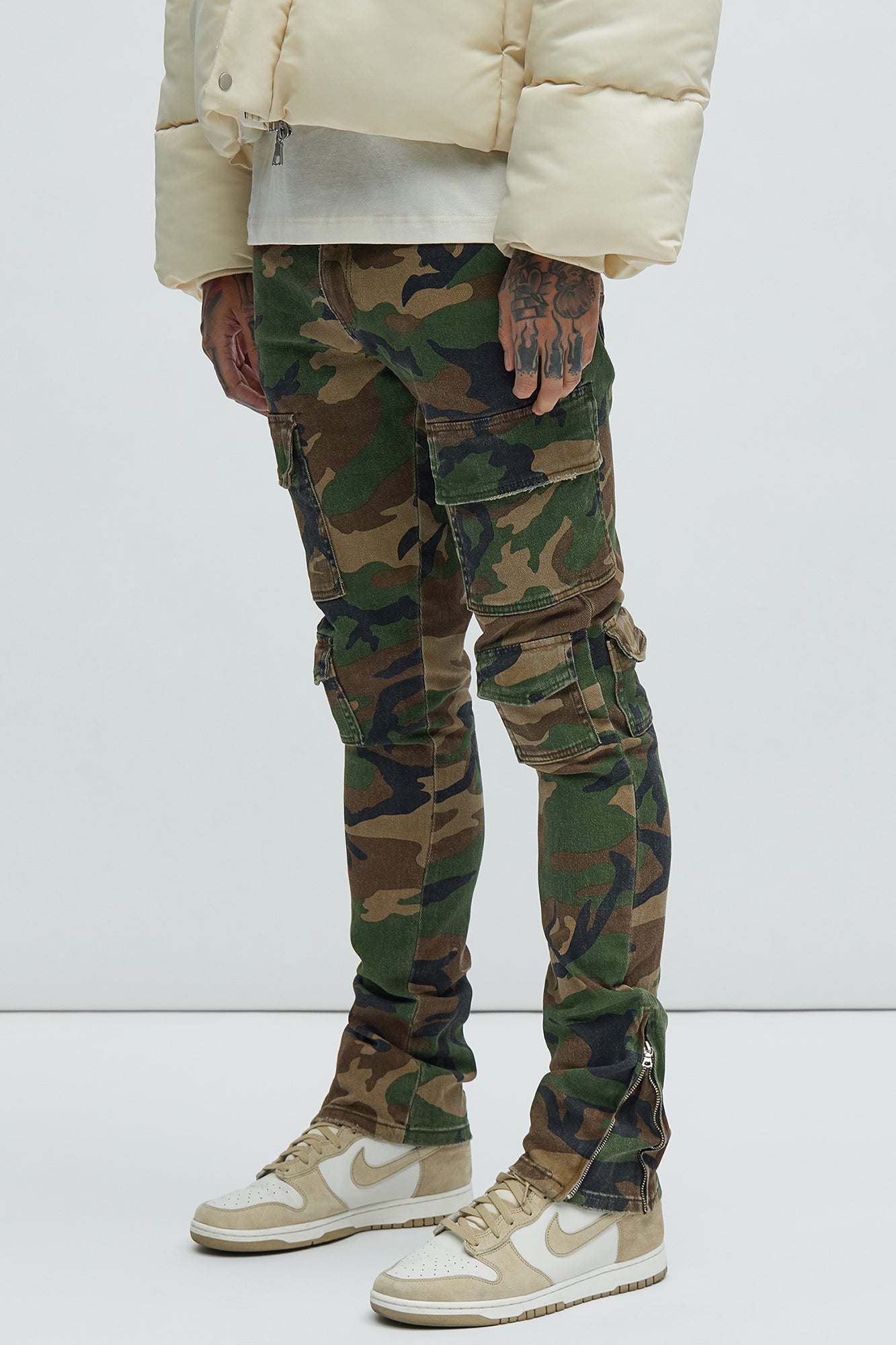Convertible Stacked Skinny Flare Jeans - Camouflage