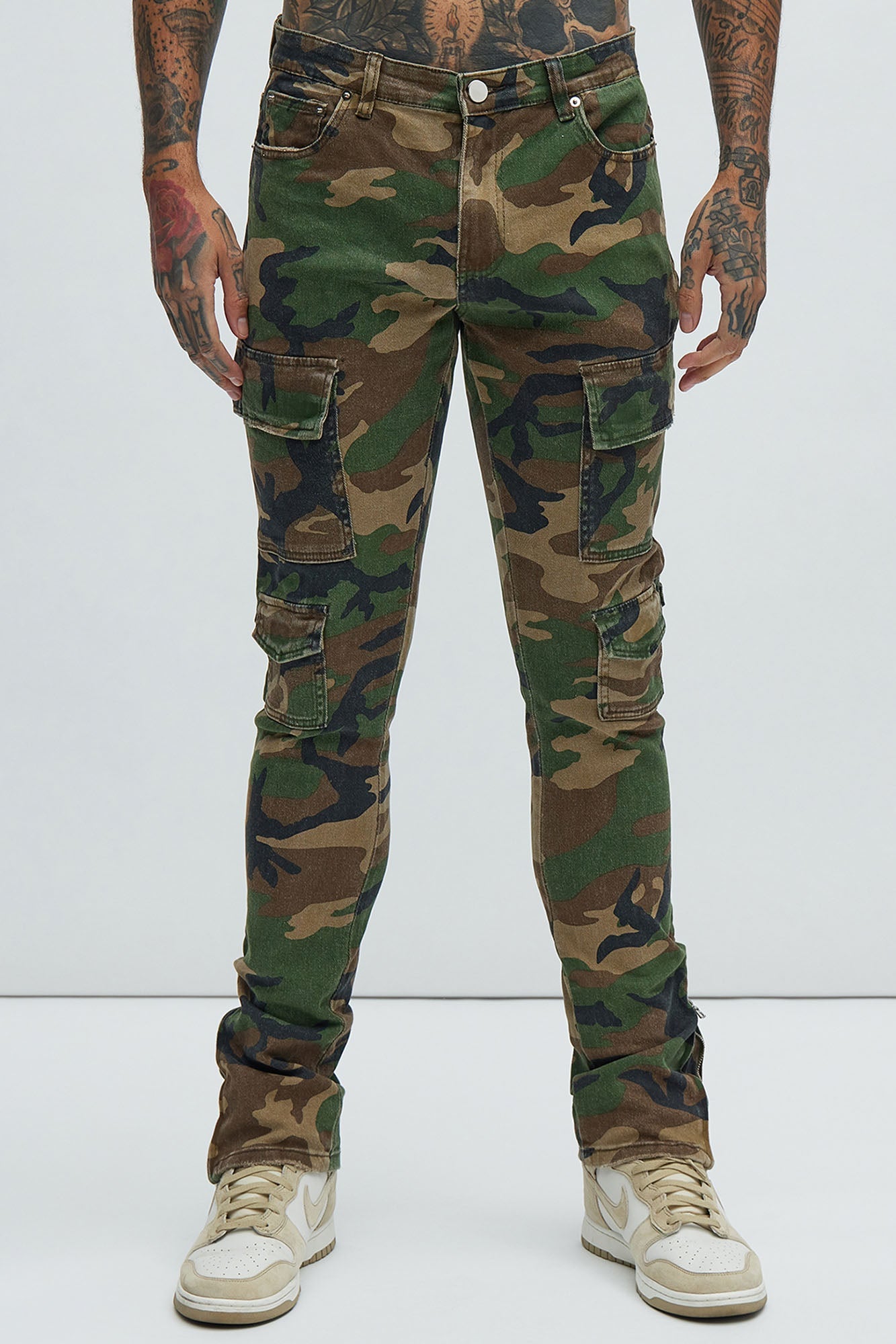 Convertible Stacked Skinny Flare Jeans - Camouflage