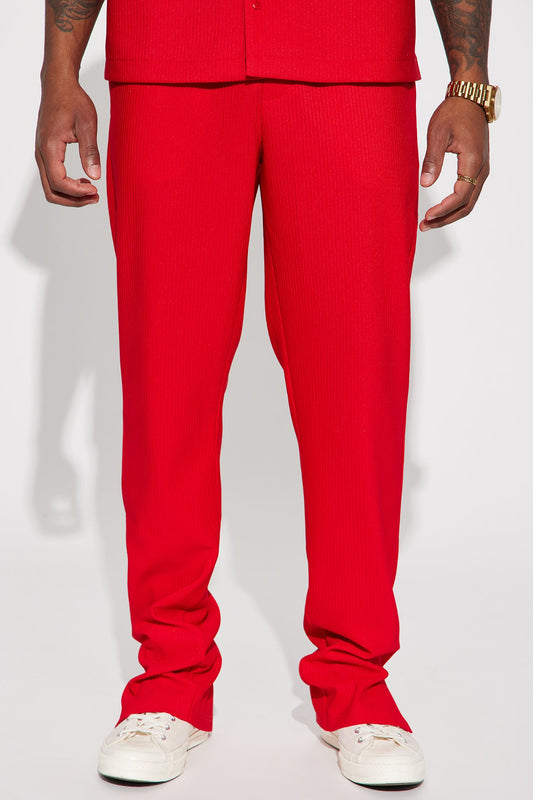 Show Up Slim Slit Pants - Red