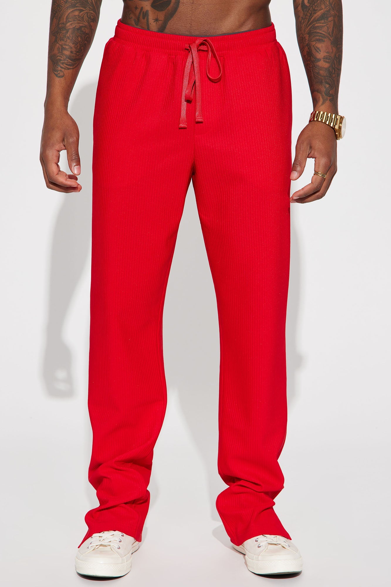 Show Up Slim Slit Pants - Red
