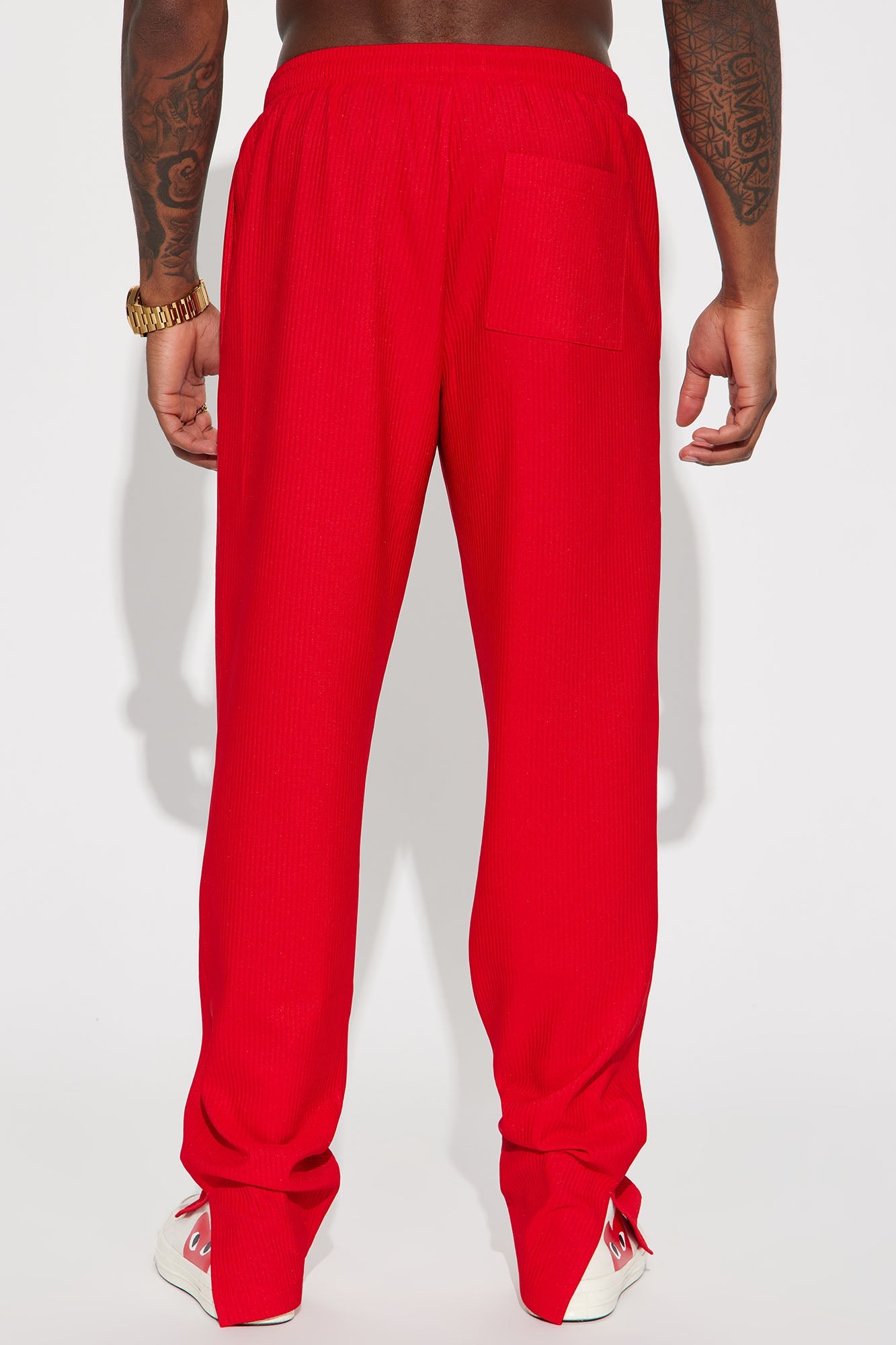 Show Up Slim Slit Pants - Red