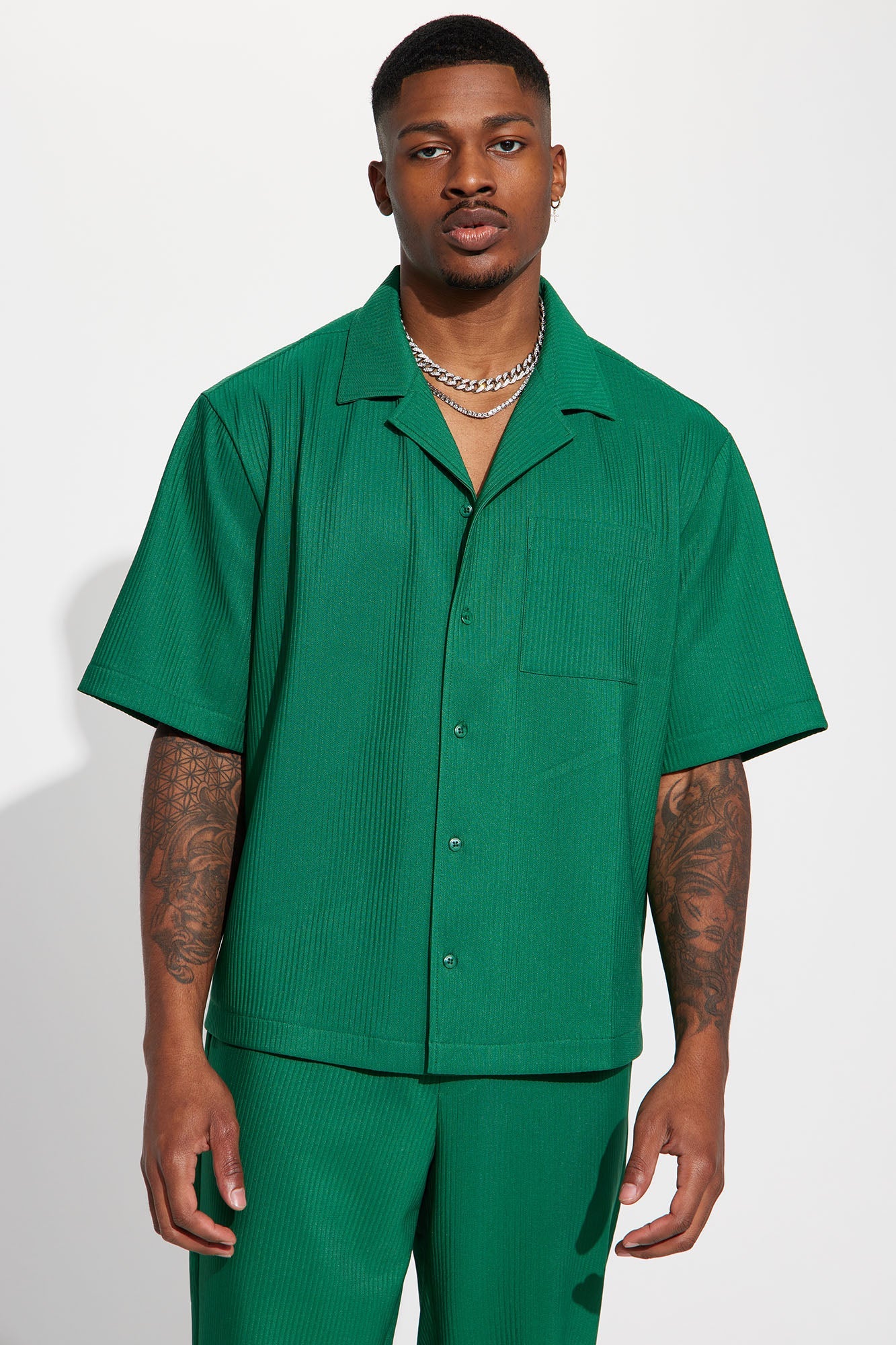 Show Up Short Sleeve Cuban Shirt - Green