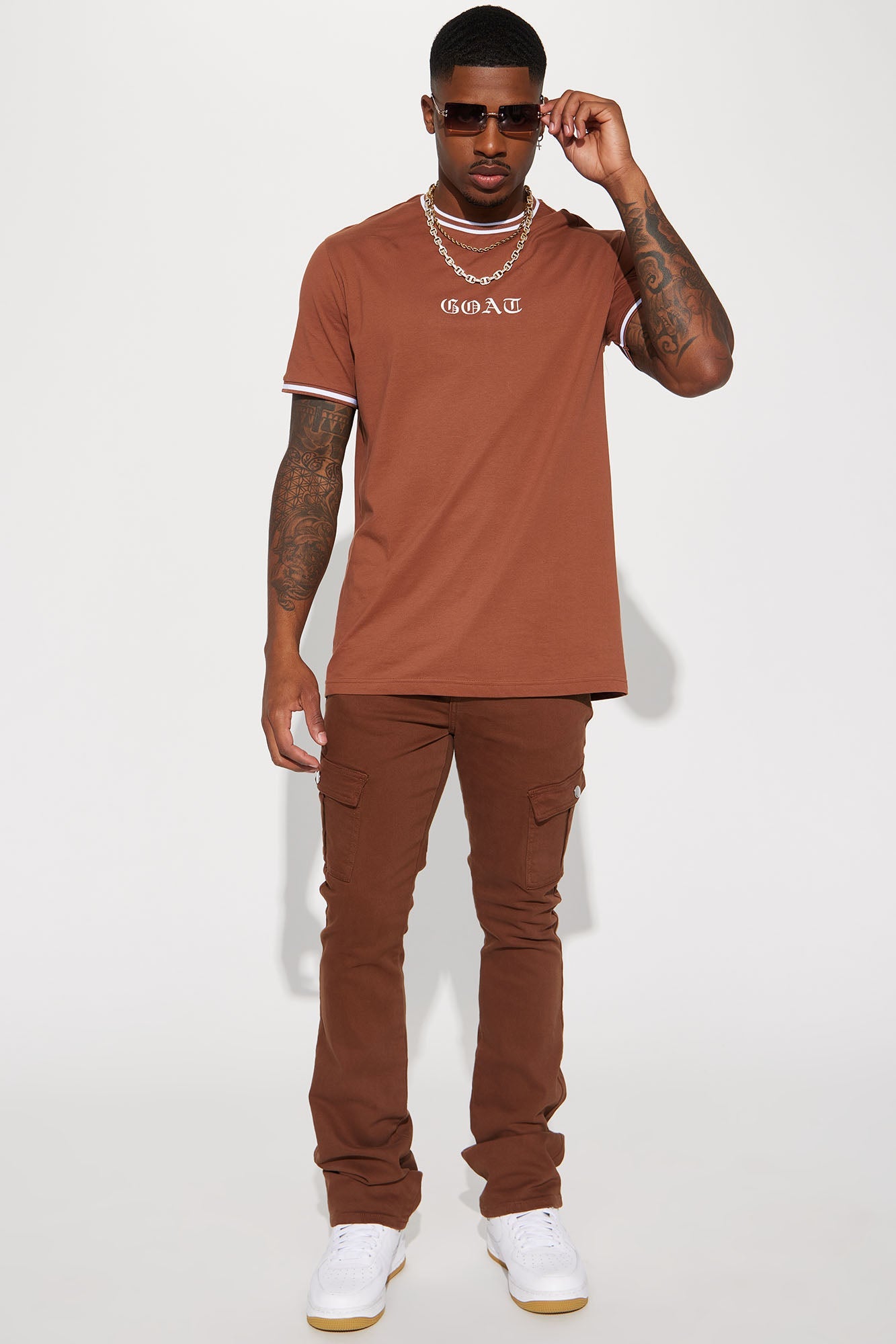 GOAT Old English Short Sleeve Tee - Brown