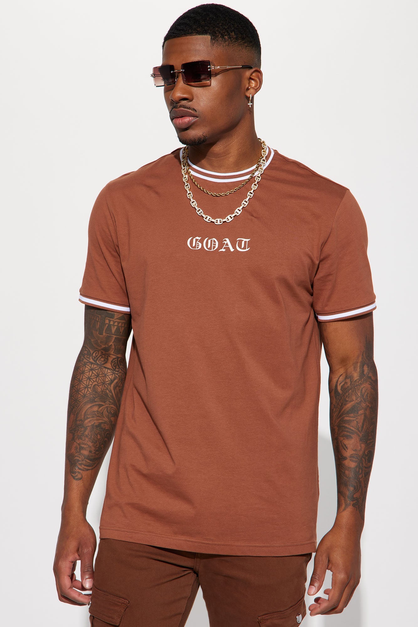 GOAT Old English Short Sleeve Tee - Brown