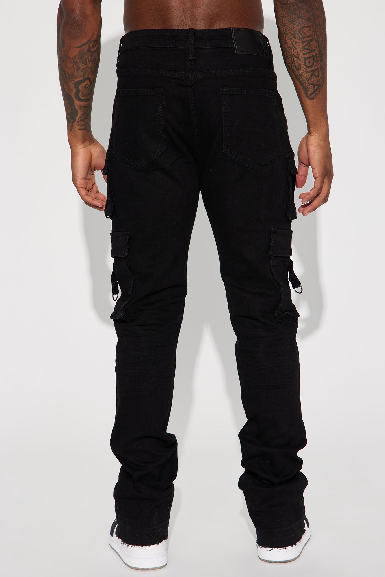 With Me Cargo Stacked Skinny Flare Jeans - Black