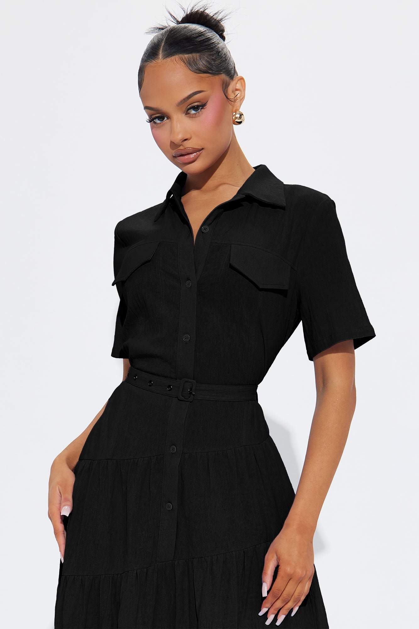 Julia Maxi Shirt Dress - Black