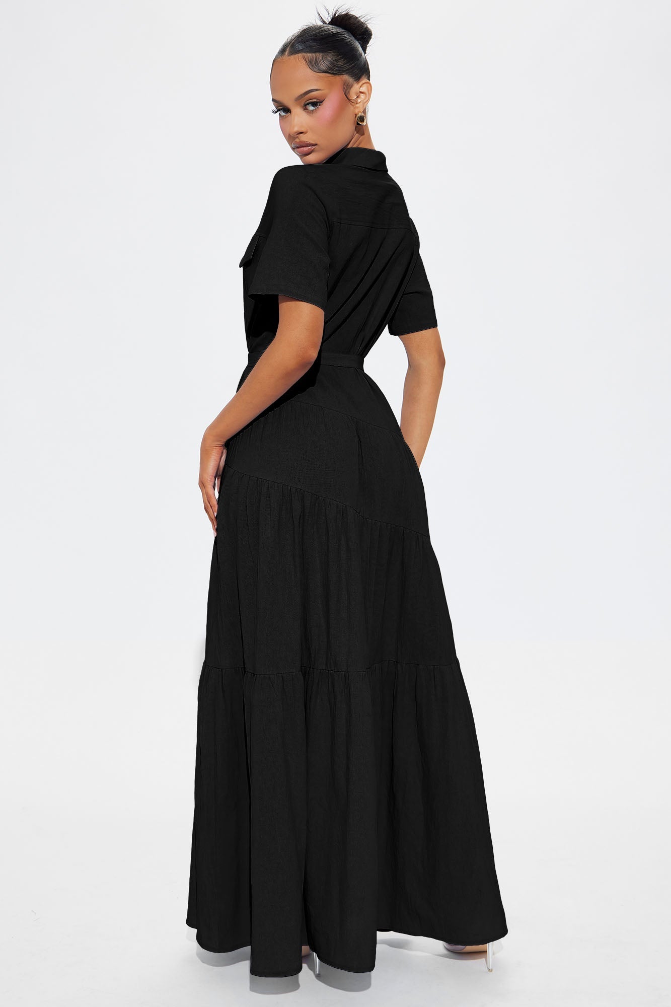 Julia Maxi Shirt Dress - Black