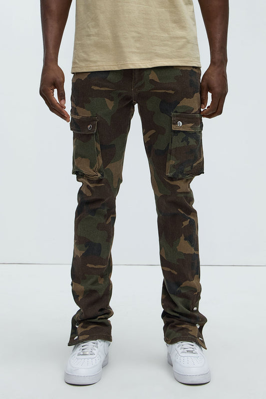 Out These Streets Cargo Stacked Skinny Pants - Camouflage
