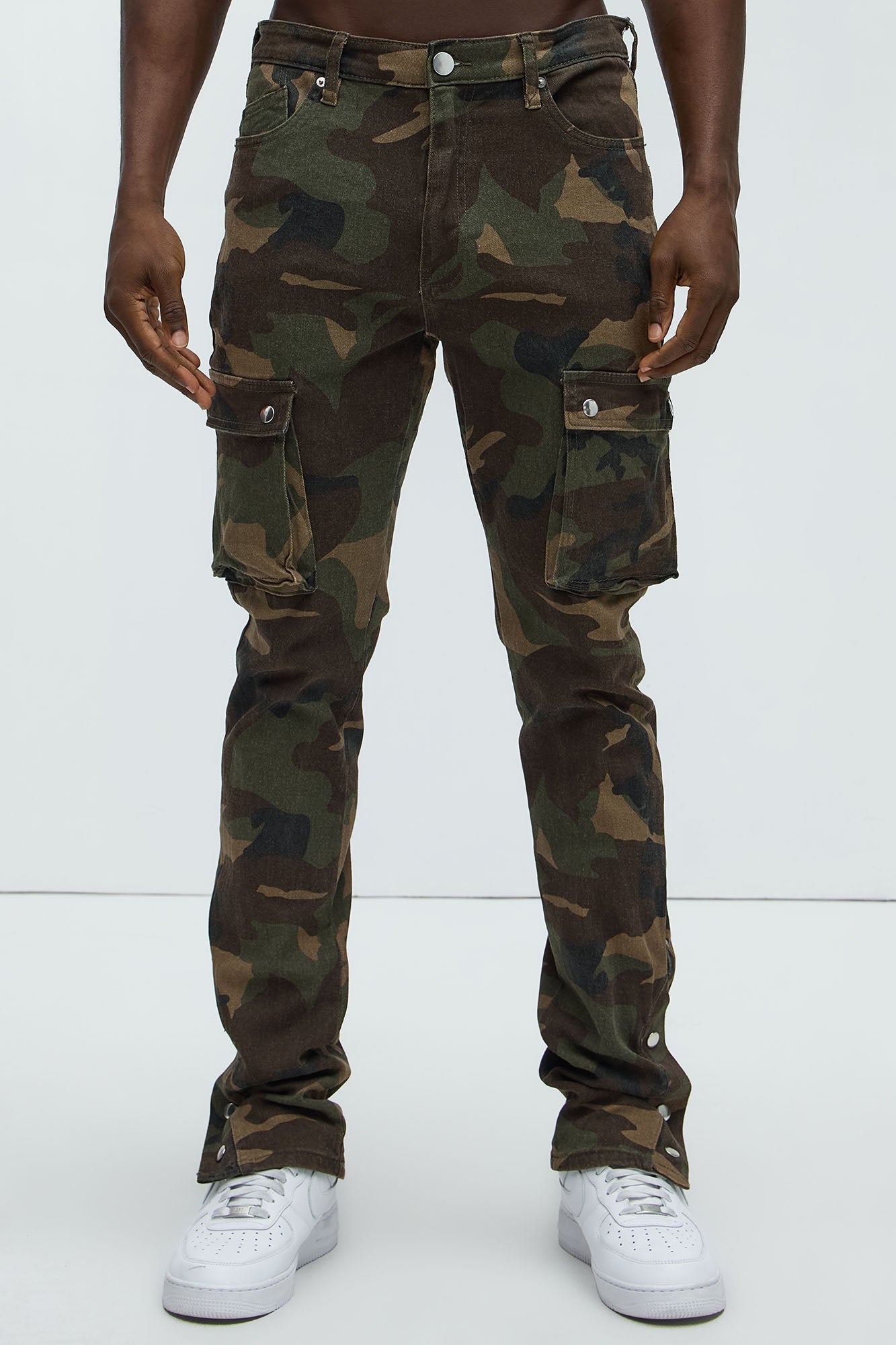 Out These Streets Cargo Stacked Skinny Pants - Camouflage