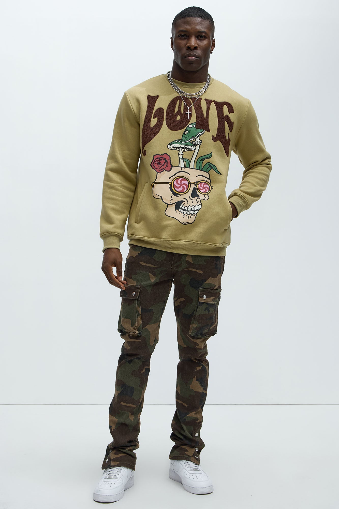 Love/Hate Crewneck Sweatshirt - Khaki