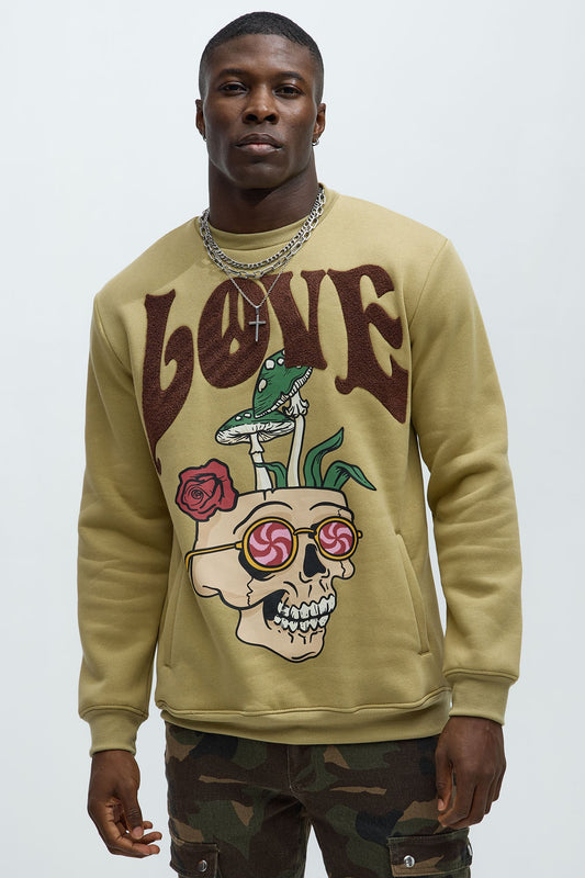 Love/Hate Crewneck Sweatshirt - Khaki