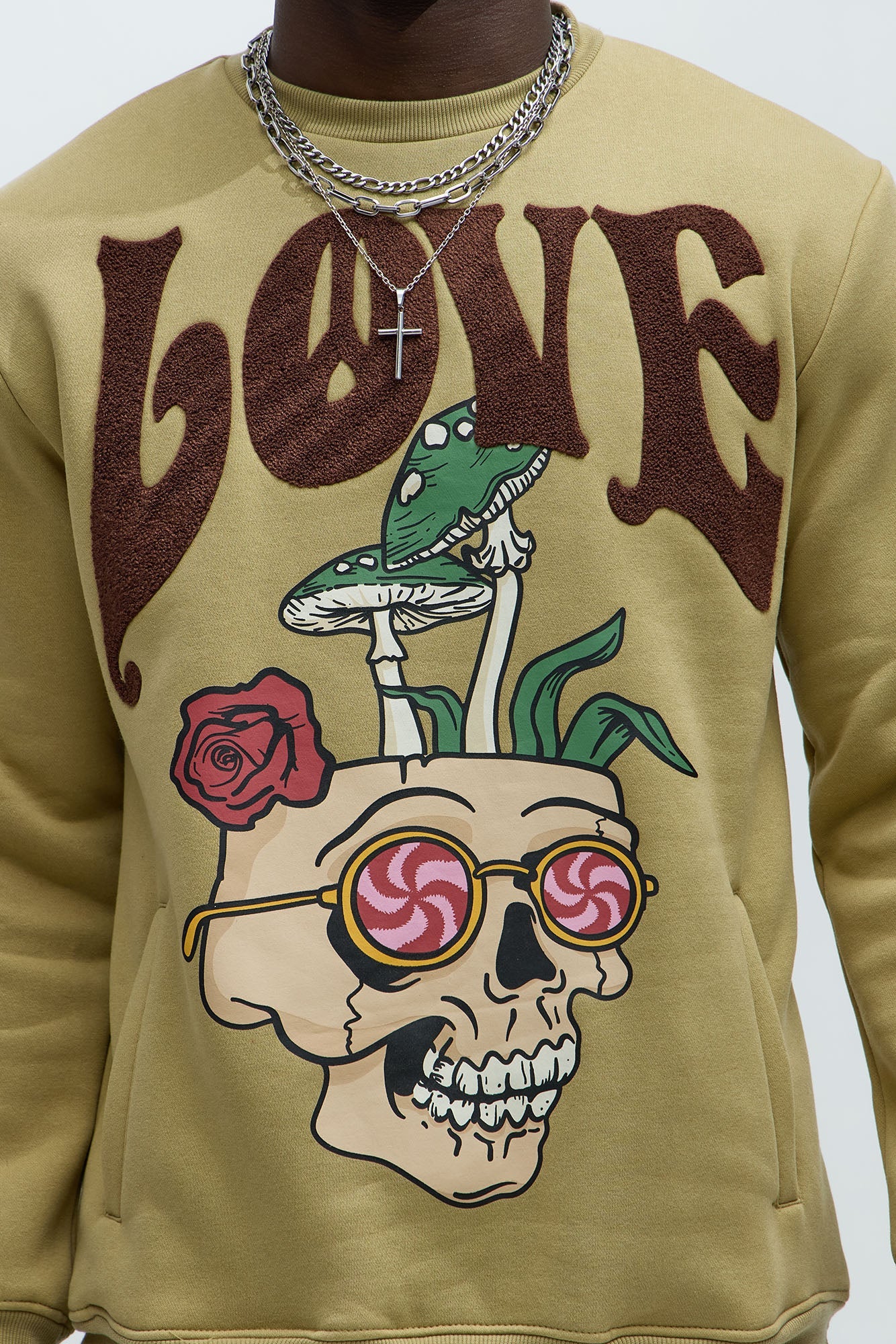 Love/Hate Crewneck Sweatshirt - Khaki