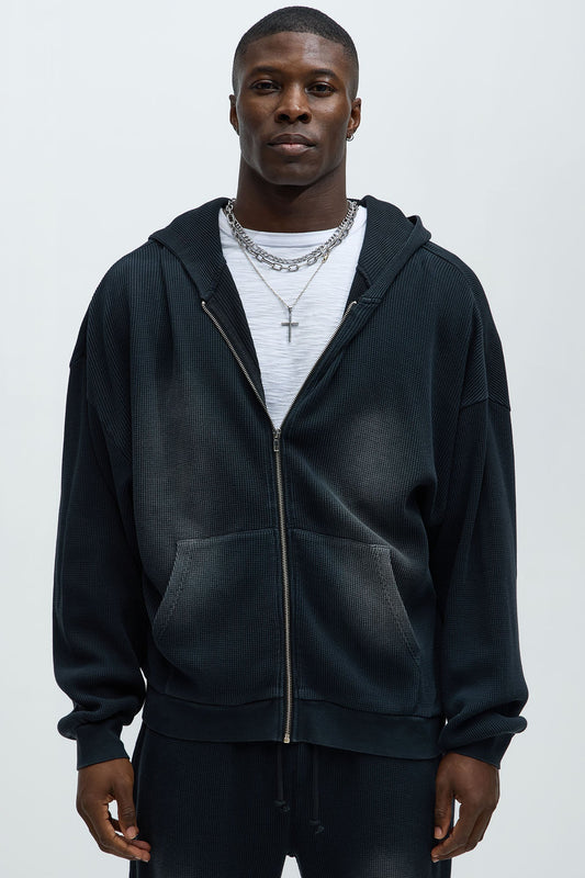 Modern Wash Zip Up Hoodie - Black